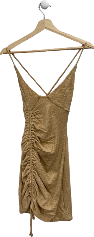 Babyboo Gold Sparkle Angel Mini Dress XS Fashionable Off-Shoulder Mini Dress