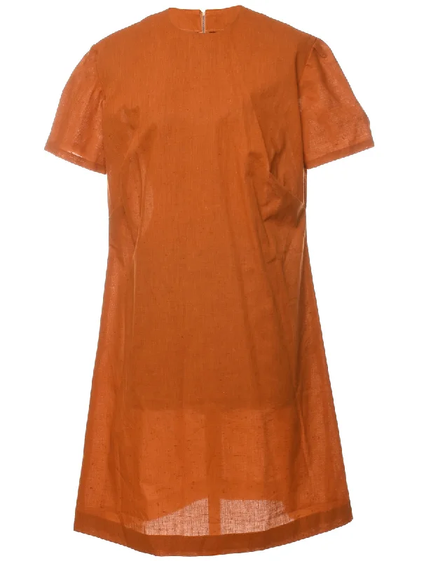 Burnt Orange 1960s Mini Dress - L Stylish Sweetheart Neck Mini Dress