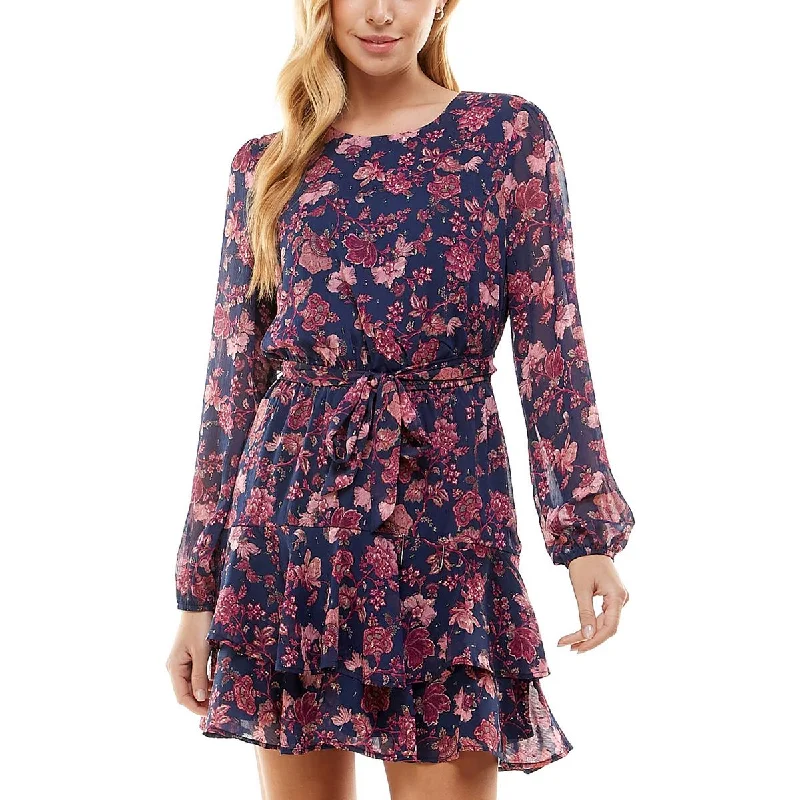 City Studios Womens Juniors Party Short Mini Dress Elegant Satin Mini Dress