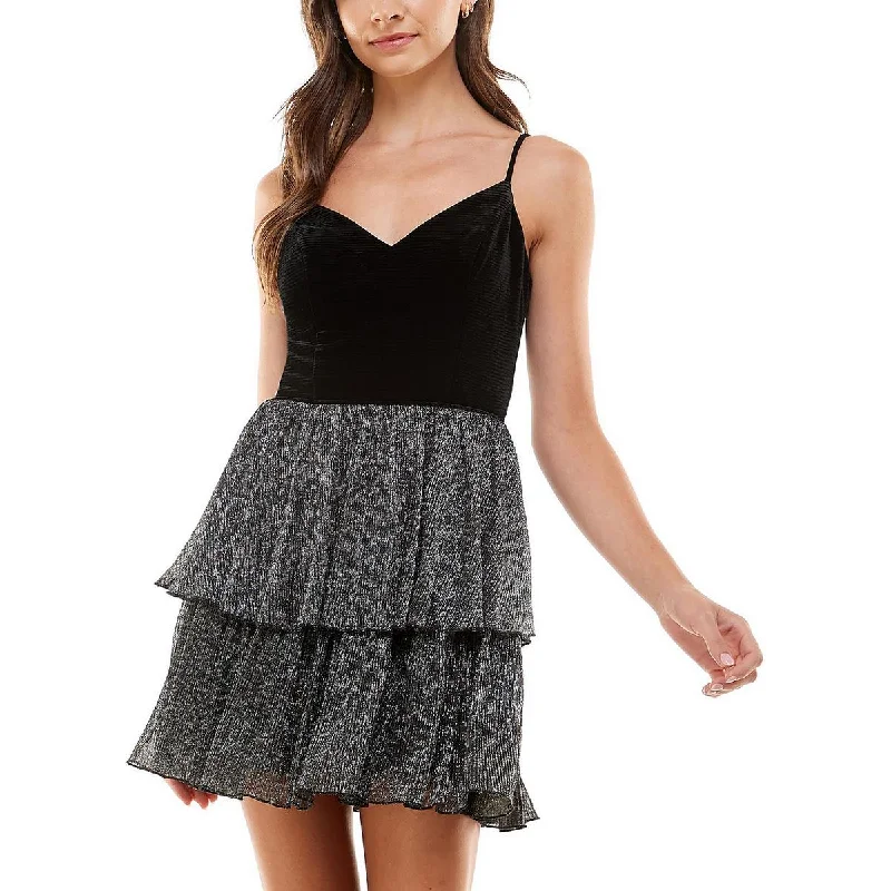 City Studios Womens Juniors Velvet Chiffon Mini Dress Elegant Off-Shoulder Dress Mini City Studios Womens Juniors Velvet Chiffon Mini Dress Elegant Off-Shoulder Dress Mini