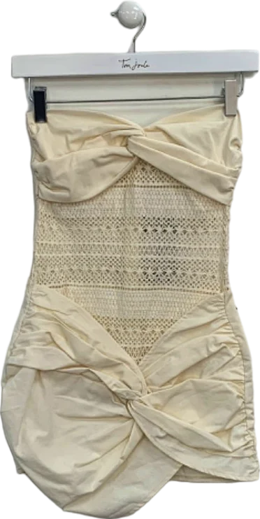 Ego Cream Linen Textured Mix Knot Front Mini Dress UK 8 Comfortable Linen Mini Dress Ego Cream Linen Textured Mix Knot Front Mini Dress UK 8 Comfortable Linen Mini Dress