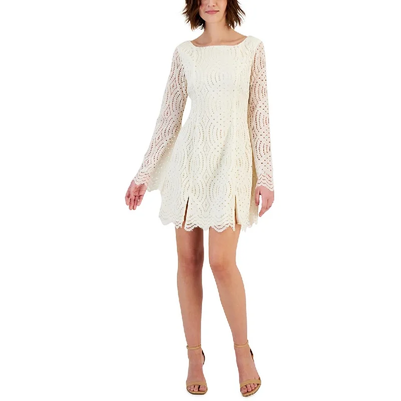 Kit & Sky Womens Juniors Lace Short Mini Dress Chic Bohemian Mini Dress