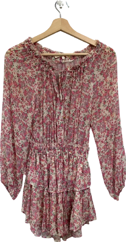 Love Shack Fancy Multi-Coloured Floral Silk Mini Dress UK XXS Cozy Jersey Mini Dress Love Shack Fancy Multi-Coloured Floral Silk Mini Dress UK XXS Cozy Jersey Mini Dress