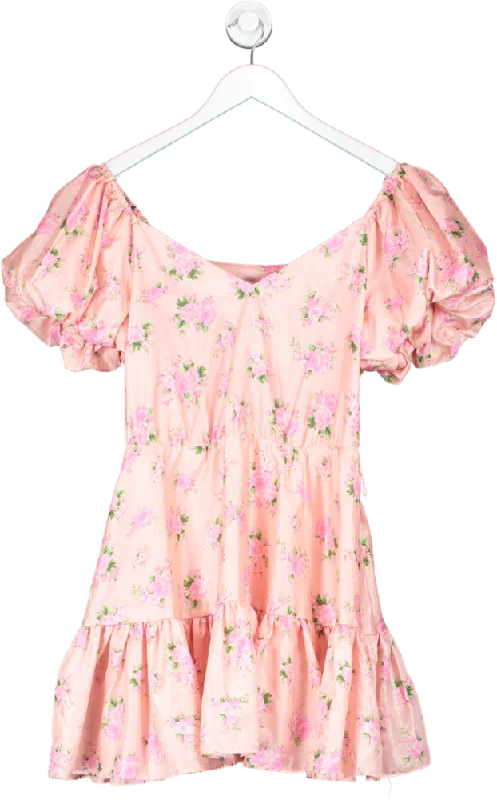 loveshackfancy Pink Satin Puff Sleeve Tiered Mini Dress UK M Trendy Tie-Dye Mini Dress loveshackfancy Pink Satin Puff Sleeve Tiered Mini Dress UK M Trendy Tie-Dye Mini Dress
