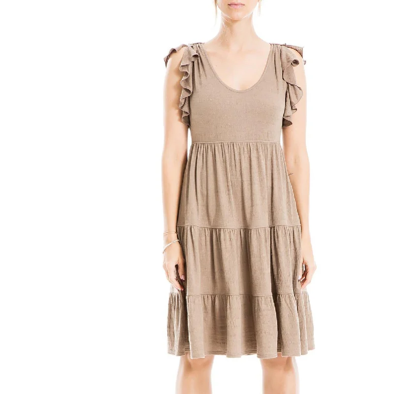 Max Studio Womens Tiered A-Line Mini Dress Classic White Mini Dress
