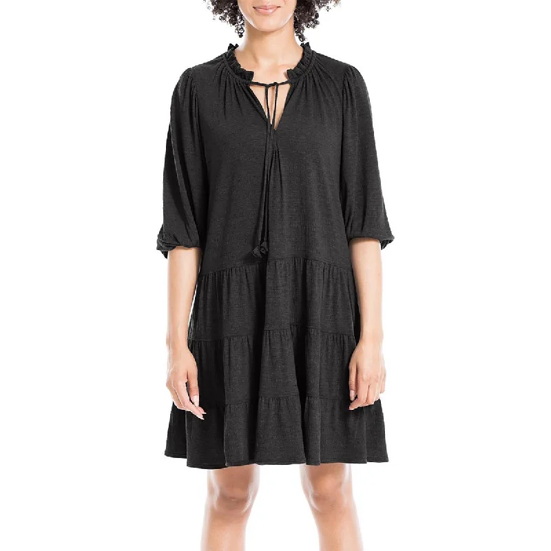 Max Studio Womens Tiered Shift Mini Dress Trendy Mini Dress with Belt