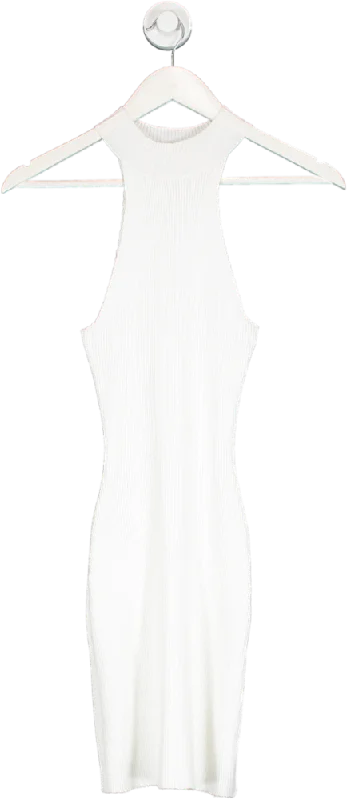 Missguided White High Neck Sleeveless Ribbed Mini Dress UK 8 Comfortable Polka Dot Mini Dress Missguided White High Neck Sleeveless Ribbed Mini Dress UK 8 Comfortable Polka Dot Mini Dress