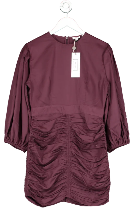 Rhode Resort Purple Ruched Tencel-twill Long Sleeve Mini Dress BNWT UK M Fashionable Mini Dress with Pockets Rhode Resort Purple Ruched Tencel-twill Long Sleeve Mini Dress BNWT UK M Fashionable Mini Dress with Pockets