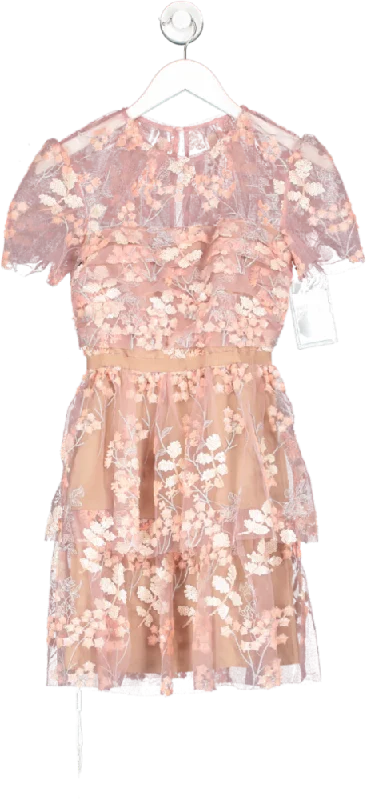 self portrait Pink Flower Mesh Tiered Mini Dress BNWT UK 6 Comfortable Bodycon Mini Dress self portrait Pink Flower Mesh Tiered Mini Dress BNWT UK 6 Comfortable Bodycon Mini Dress