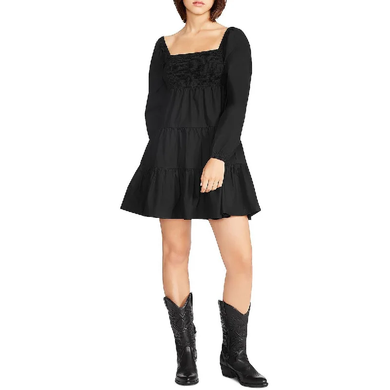 Steve Madden Womens Daniella Cotton Square Neck Mini Dress Fashionable Denim Mini Dress Steve Madden Womens Daniella Cotton Square Neck Mini Dress Fashionable Denim Mini Dress