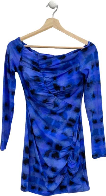 Suboo Blue Tie-Dye Long Sleeve Mini Dress Small Classic Black Mini Dress