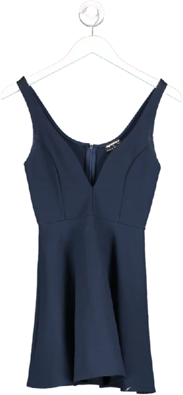 Superdown Blue X Draya Michele Navy V Neck Mini Dress UK XXS Comfortable Bodycon Mini Dress Superdown Blue X Draya Michele Navy V Neck Mini Dress UK XXS Comfortable Bodycon Mini Dress