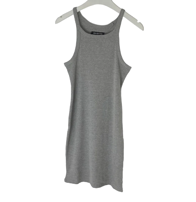 Urban Outfitters Grey Ribbed Sleeveless Mini Dress UK L Fashionable A-Line Mini Dress Urban Outfitters Grey Ribbed Sleeveless Mini Dress UK L Fashionable A-Line Mini Dress