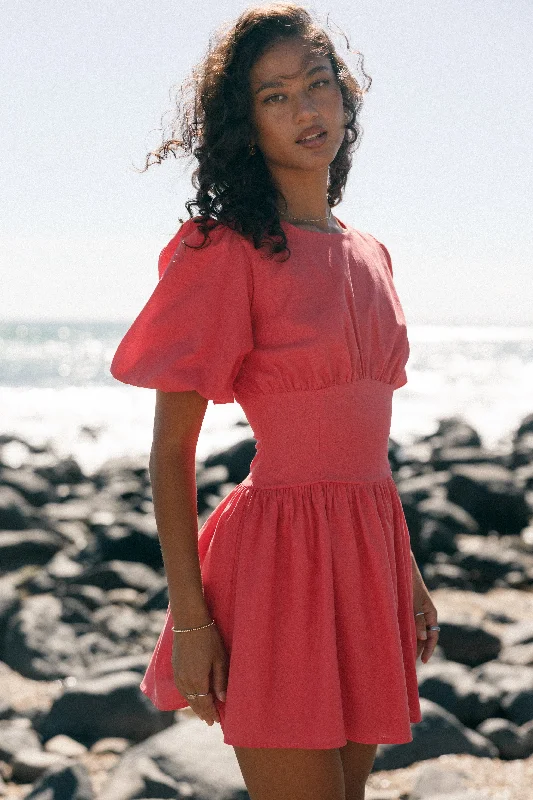 Alfie Mini Dress - Coral Red