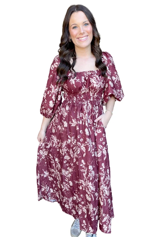 Blossom Up Midi Dress Stylish High-Waisted Midi Dress