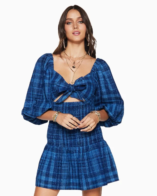 Caroline Tie Front Mini Dress - Indigo