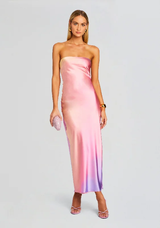 Cerith Silk Strapless Midi Dress Comfortable Empire Waist Midi Dress