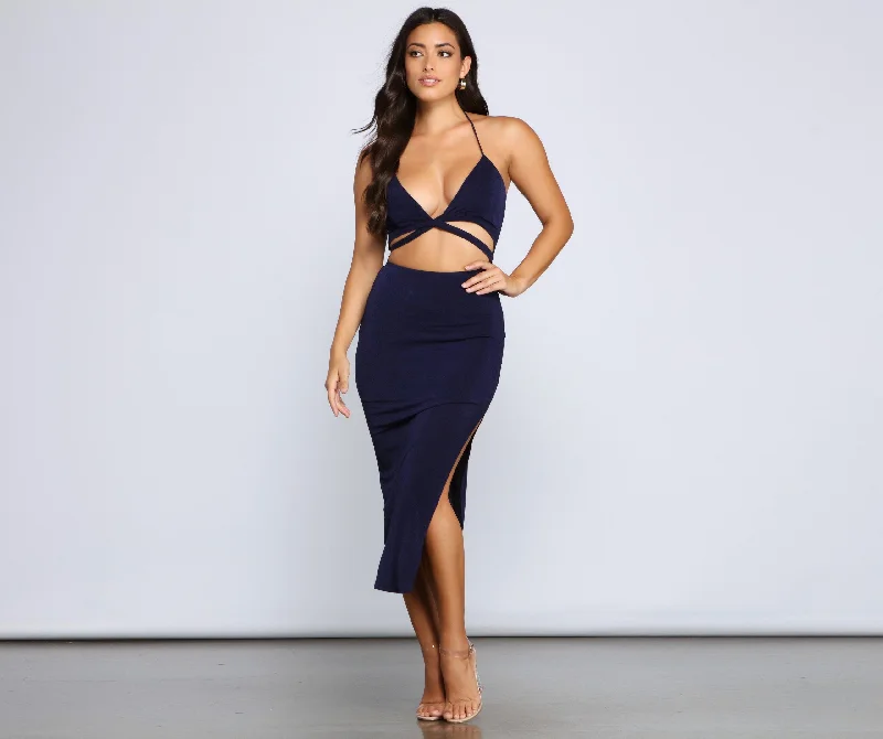 Major Stunner Stylish Cutout Midi Dress Elegant Velvet Midi Dress