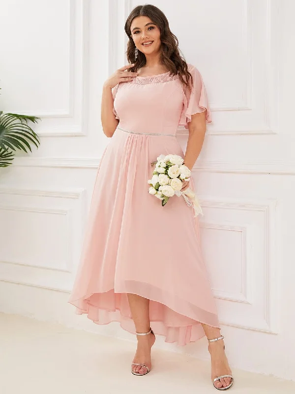 Elegant Boat Neck A-Line Midi Dress for Plus Size Women