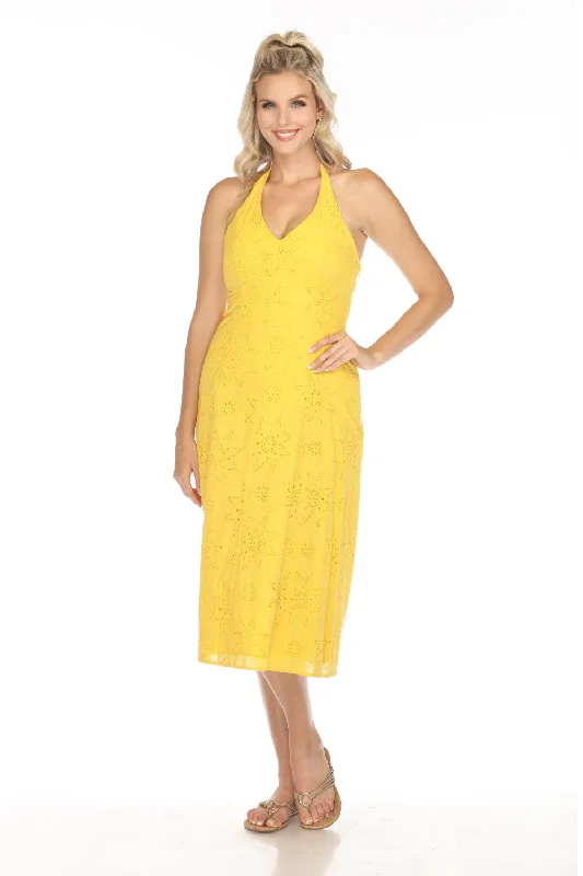 Johnny Was Jade Yellow Eden Halter Midi Dress L37524 Boho Chic Elegant Floral Skirt Midi Dress Johnny Was Jade Yellow Eden Halter Midi Dress L37524 Boho Chic Elegant Floral Skirt Midi Dress