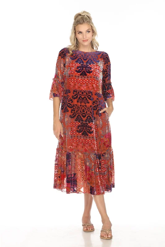 Johnny Was Syriah Patchwork Burnout Tanya Midi Dress C30723AO Boho Chic Trendy Mock Neck Midi Dress Johnny Was Syriah Patchwork Burnout Tanya Midi Dress C30723AO Boho Chic Trendy Mock Neck Midi Dress