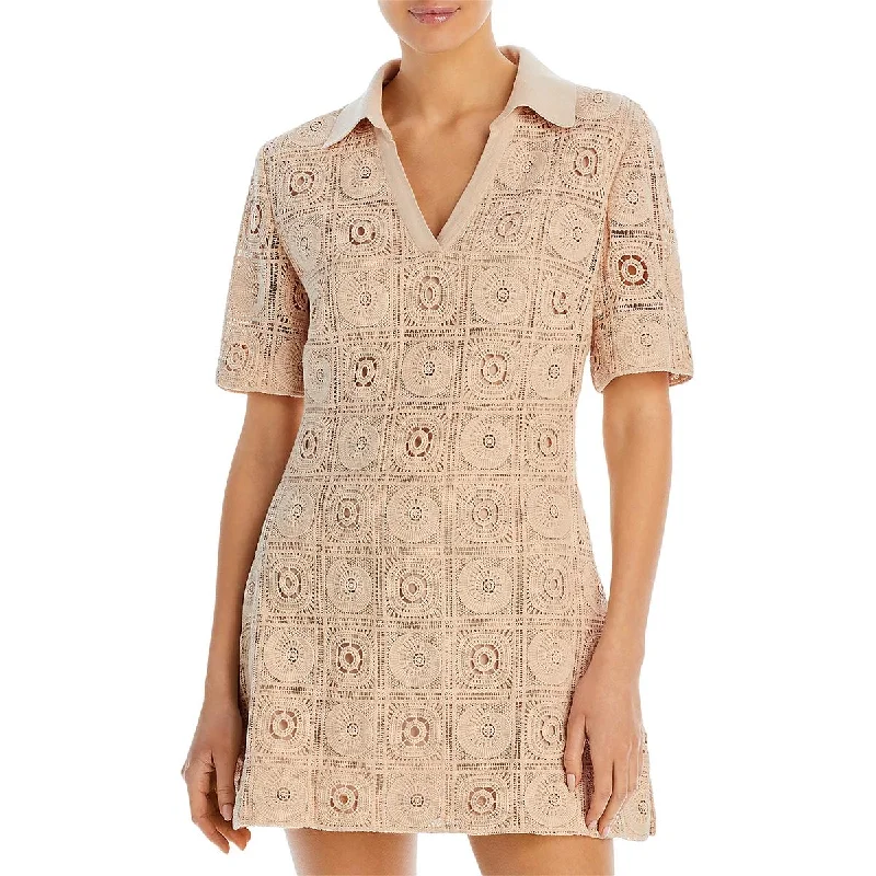 Jonathan Simkhai Womens Mini Crochet Mini Dress