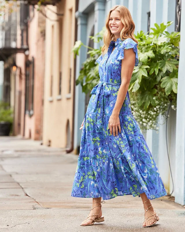 Jude Connally Mirabella Midi Dress - Painted Flower Field Iris Comfortable Knitwear Midi Dress Jude Connally Mirabella Midi Dress - Painted Flower Field Iris Comfortable Knitwear Midi Dress