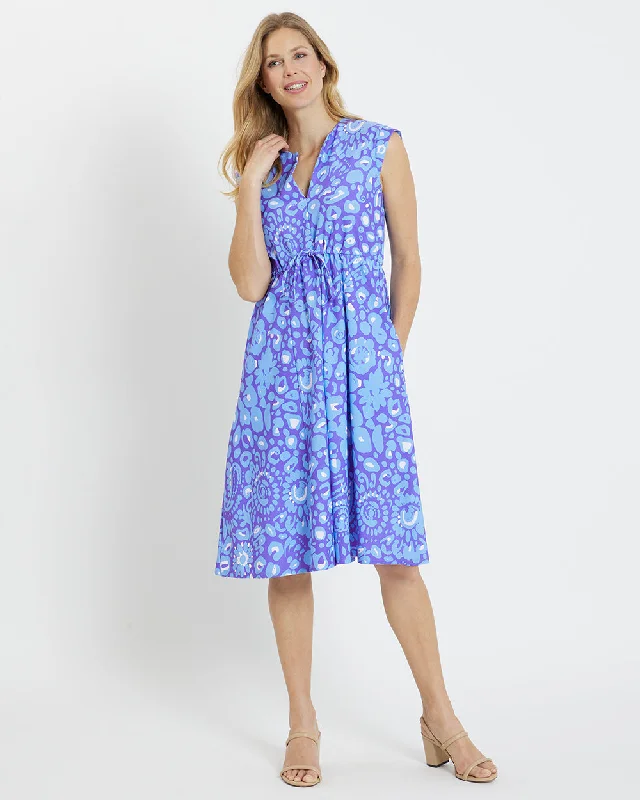 Jude Connally Tess Midi Dress - Whimsical Cheetah Iris Stylish Wraparound Midi Dress Jude Connally Tess Midi Dress - Whimsical Cheetah Iris Stylish Wraparound Midi Dress