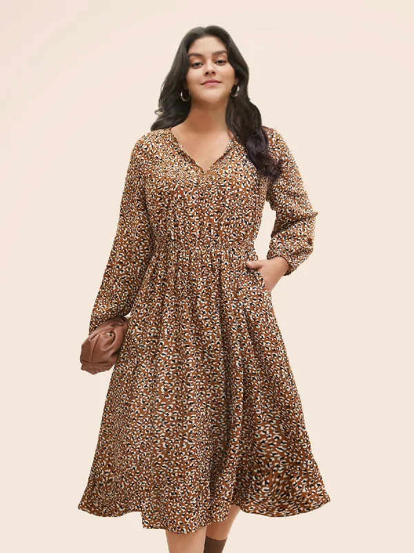 Leopard Print Tie Knot Midi Dress