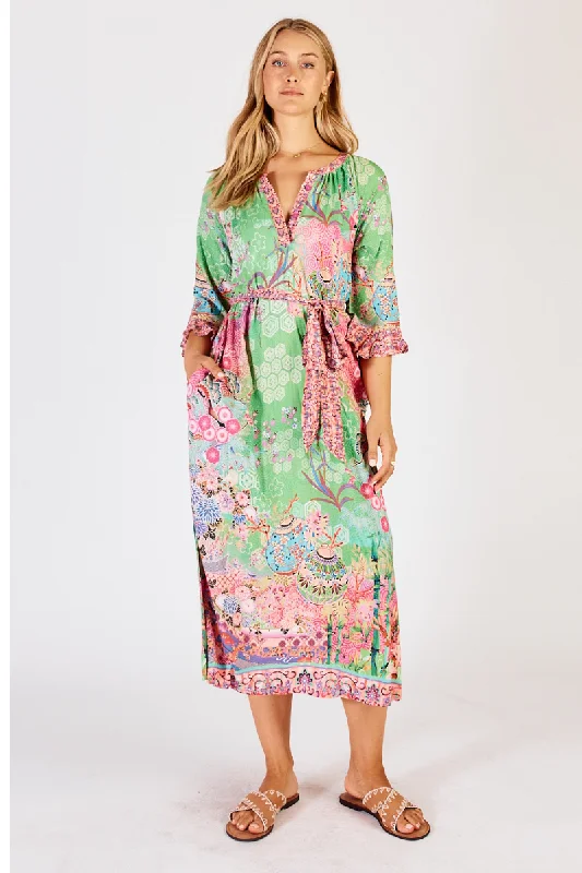 Lula Life Sybil Midi Dress Lime Fashionable Polka Dot Midi Dress