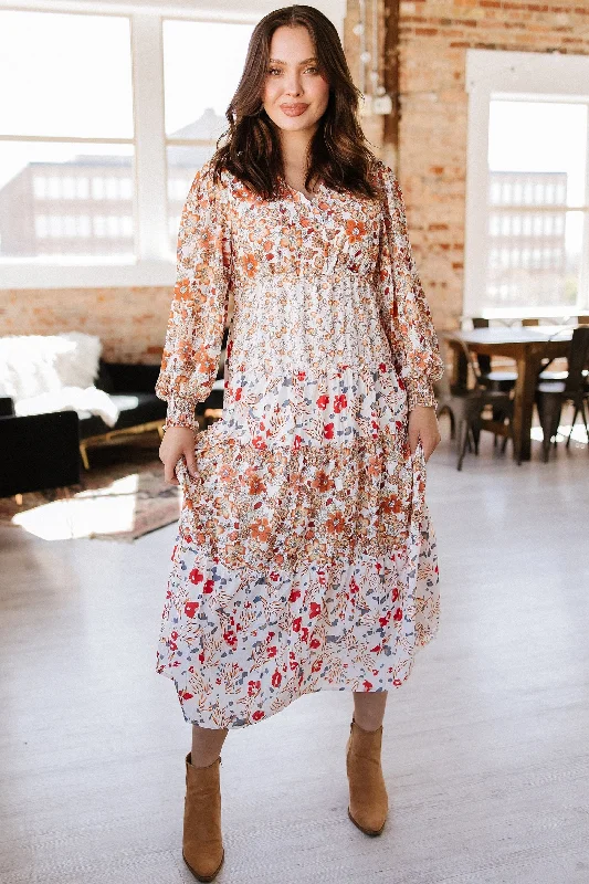 Mikell Floral Print Ruffled Midi Dress | S-XL | PRE ORDER Elegant Maxi-Midi Hybrid Dress Mikell Floral Print Ruffled Midi Dress | S-XL | PRE ORDER Elegant Maxi-Midi Hybrid Dress