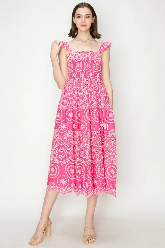 Napa Eyelet Midi Dress Chic Bohemian Midi Dress