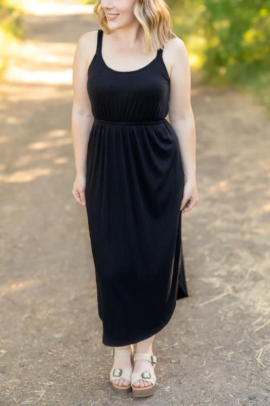 Reagan Ribbed Midi Dress - Black by Michelle Mae