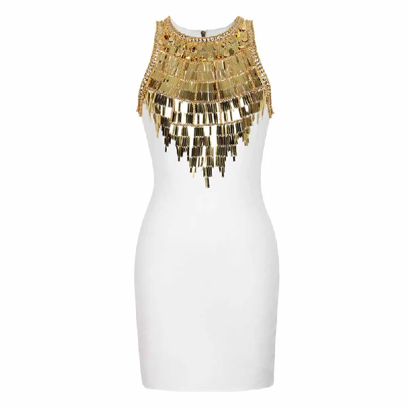 Sequin Mini Dress Gold Metal Pary Sexy Dress