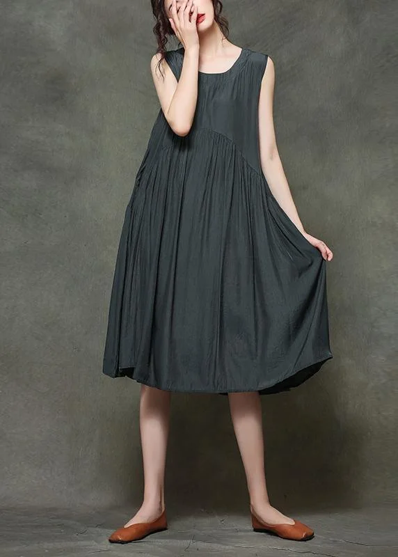 Art Grey U Neck Cotton Sleeveless Maxi Dresses Comfortable Plunging Neckline Maxi Dress Art Grey U Neck Cotton Sleeveless Maxi Dresses Comfortable Plunging Neckline Maxi Dress