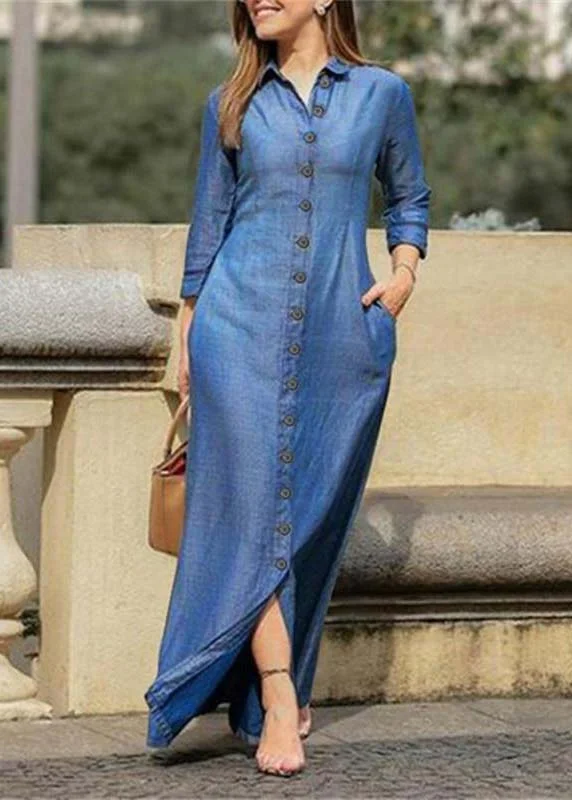 Beautiful Blue Peter Pan Collar Oversized Denim Maxi Dresses Spring Elegant Velvet Maxi Dress Beautiful Blue Peter Pan Collar Oversized Denim Maxi Dresses Spring Elegant Velvet Maxi Dress