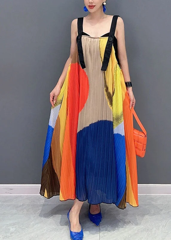 Beautiful Colorblock Slash Neck Wrinkled Maxi Dress Sleeveless Fashionable Chiffon Tiered Maxi Dress Beautiful Colorblock Slash Neck Wrinkled Maxi Dress Sleeveless Fashionable Chiffon Tiered Maxi Dress
