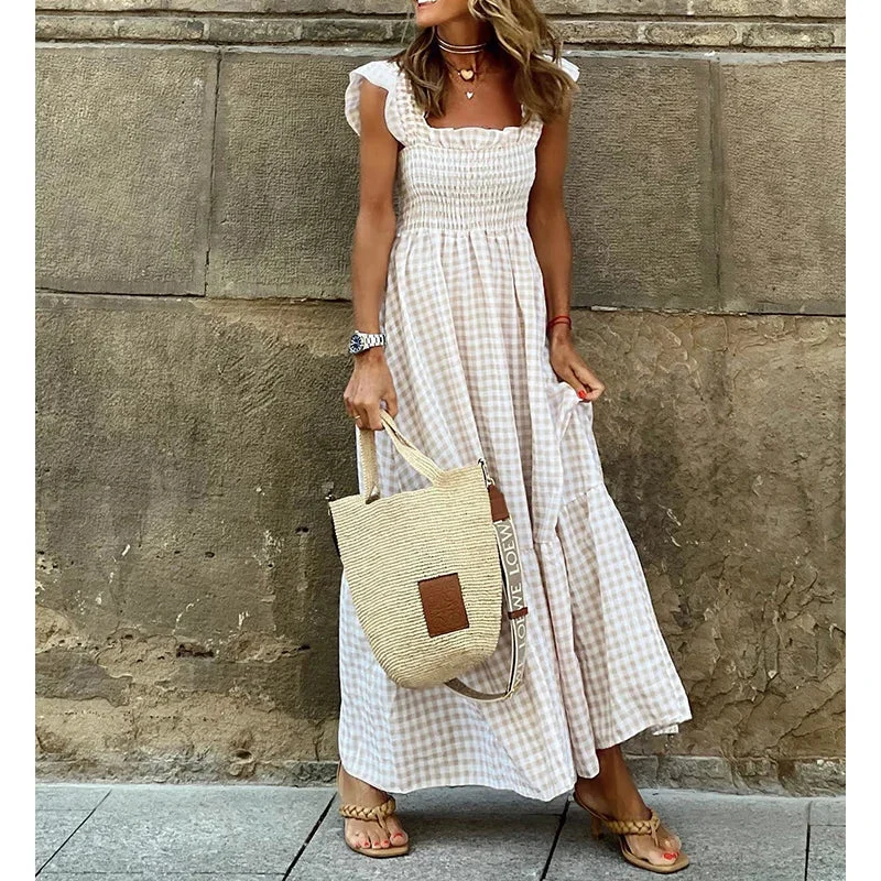 2024 Casual Vintage Pleated Sleeveless Maxi Dress for Y2K Boho Dress Stylish Pleated A-Line Maxi Dress 2024 Casual Vintage Pleated Sleeveless Maxi Dress for Y2K Boho Dress Stylish Pleated A-Line Maxi Dress