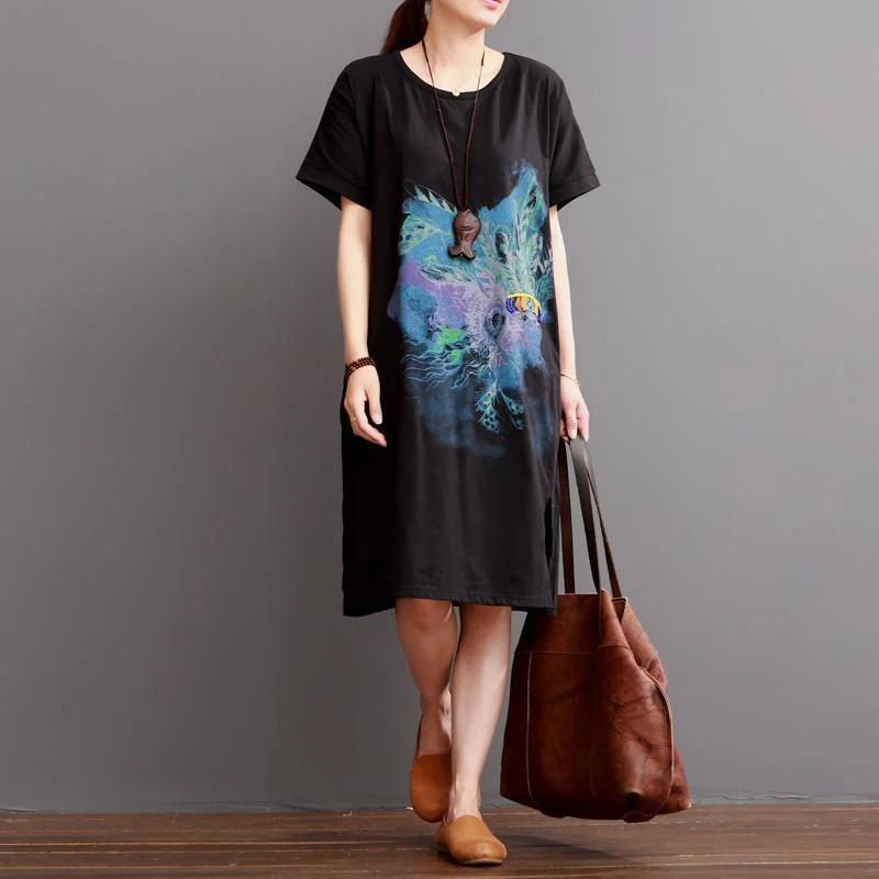 Black cotton maxi dresses print summer dress beads decarated Elegant Maxi Dress with Slit Black cotton maxi dresses print summer dress beads decarated Elegant Maxi Dress with Slit
