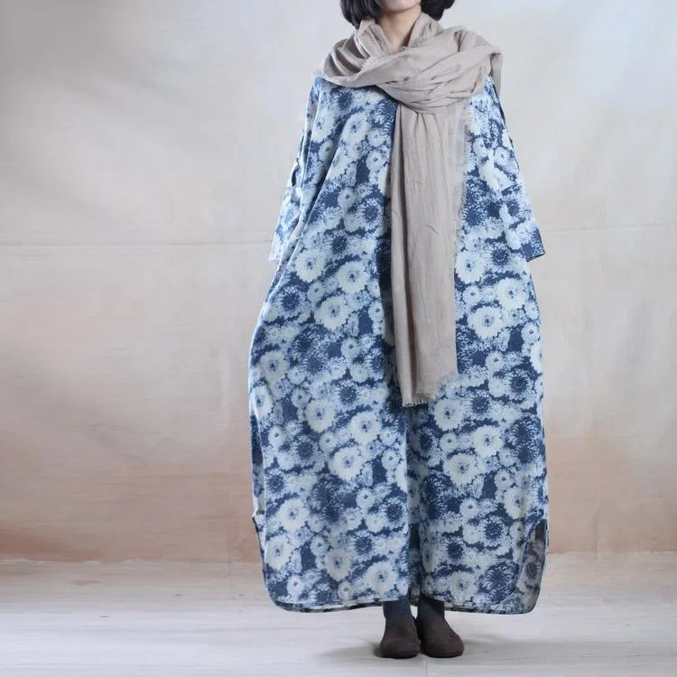 Blue floral linen maxi dress floor longth linen dresses gown Chic Sleeveless Maxi Dress Blue floral linen maxi dress floor longth linen dresses gown Chic Sleeveless Maxi Dress