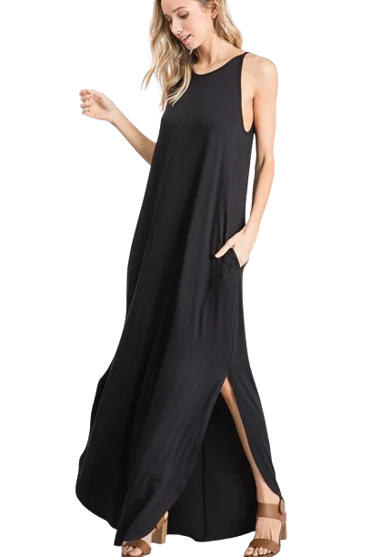 Plus Size Sleeveless Solid Maxi Dress Black - Pack of 6 Trendy Floral Print Maxi Dress Plus Size Sleeveless Solid Maxi Dress Black - Pack of 6 Trendy Floral Print Maxi Dress