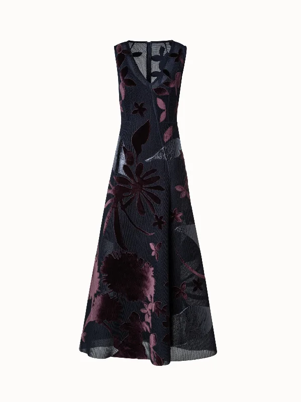 Techno Grid Maxi Dress with Abraham Flower Embellishment Trendy Off-Shoulder Ruffle Maxi Dress Techno Grid Maxi Dress with Abraham Flower Embellishment Trendy Off-Shoulder Ruffle Maxi Dress