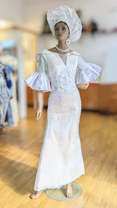 Lovelene exquisite White African Sequin Lace Maxi Dress with Taffeta below elbow flare sleeves-DPXALWS4 Trendy Floral Print Maxi Dress Lovelene exquisite White African Sequin Lace Maxi Dress with Taffeta below elbow flare sleeves-DPXALWS4 Trendy Floral Print Maxi Dress