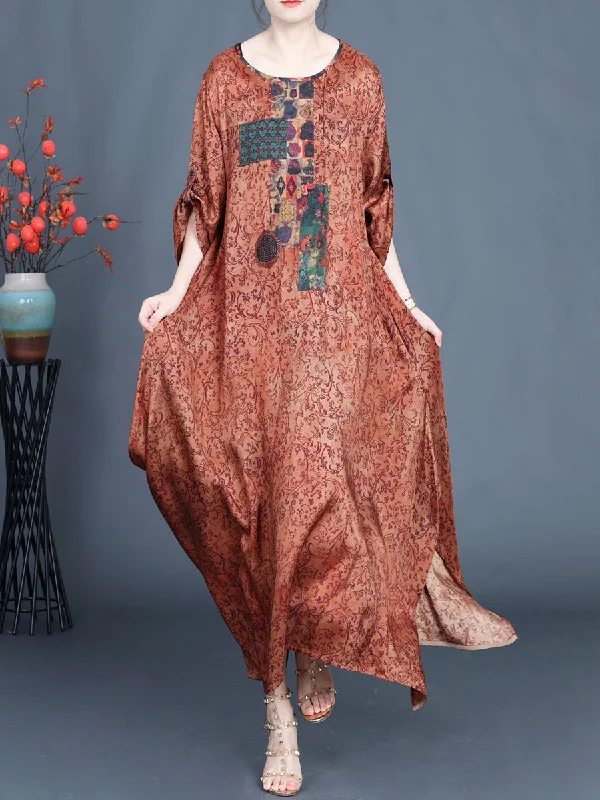 Women Summer Vintage Floral Spliced Maxi Dress Comfortable Plunging Neckline Maxi Dress Women Summer Vintage Floral Spliced Maxi Dress Comfortable Plunging Neckline Maxi Dress