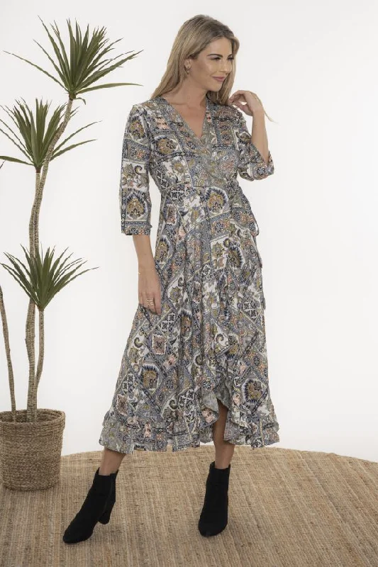 Barika Long Sleeve Wrap Dress