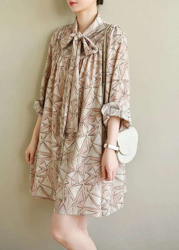 Bohemian Pink Print Chiffon Button Spring Maxi Dress