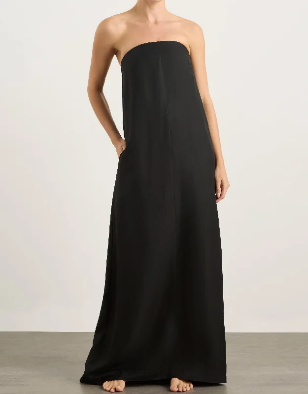 Bormio Strapless Maxi Dress, Black