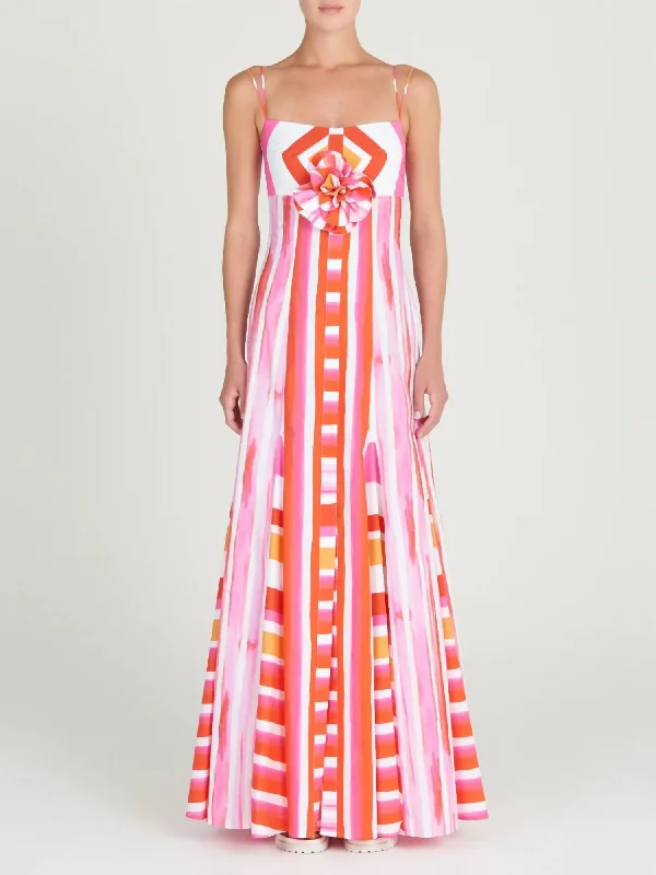 Catania Maxi Dress In Rouge Orange Stripes