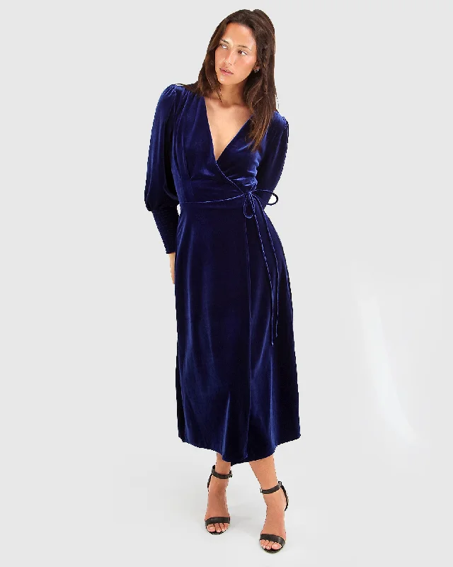 Current Mood Velvet Wrap Dress