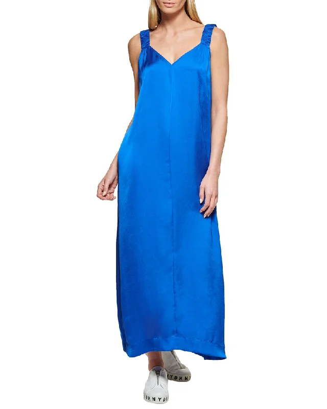 DKNY Ruched Strap Maxi Dress